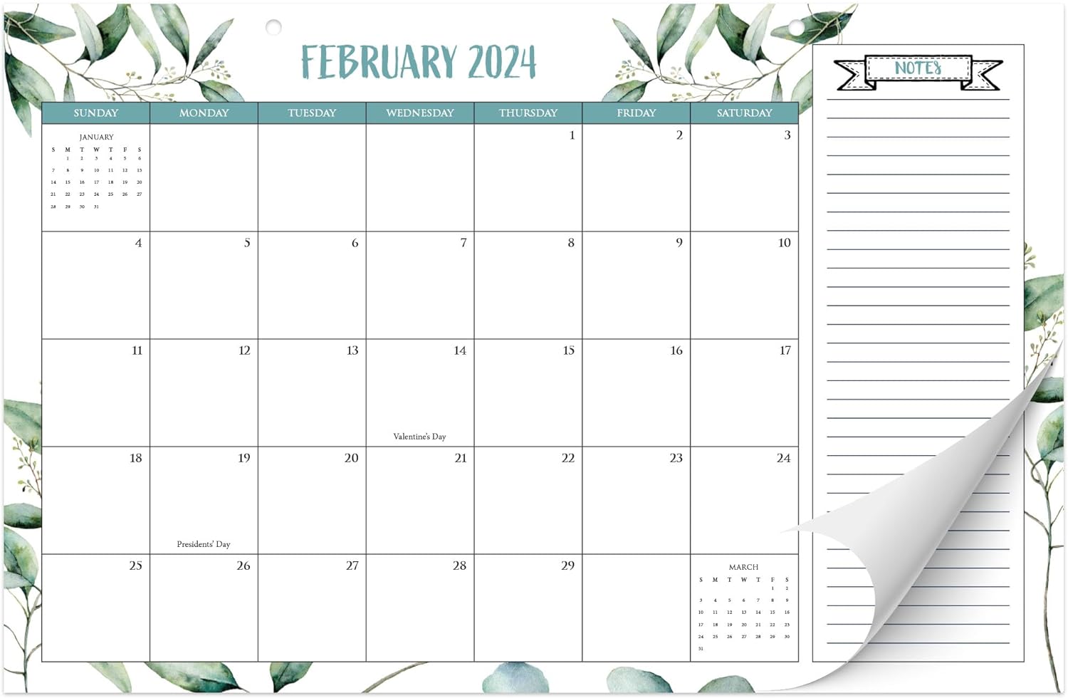 Aesthetic 2024 Greenery Desk Calendar - Runs From June 2023 Until December 24 - School Year Desktop/Wall Calendar 17x11 for Easy Organizing