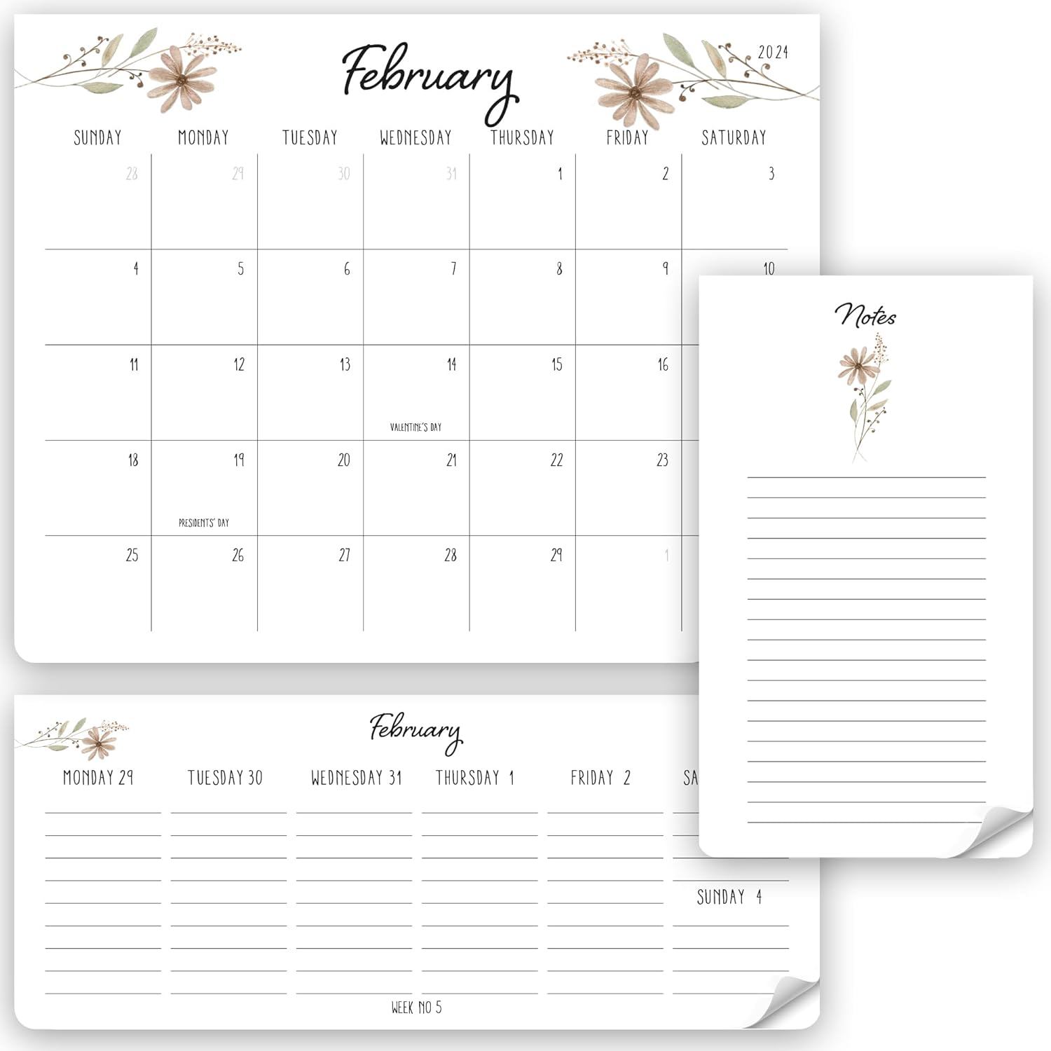 Beautiful 2023 Magnetic Fridge Calendar Set 3 - Runs Until June 2024 - The Perfect Weekly/Monthly Calendar And Notepad With Floral Designs for Easy Organizing