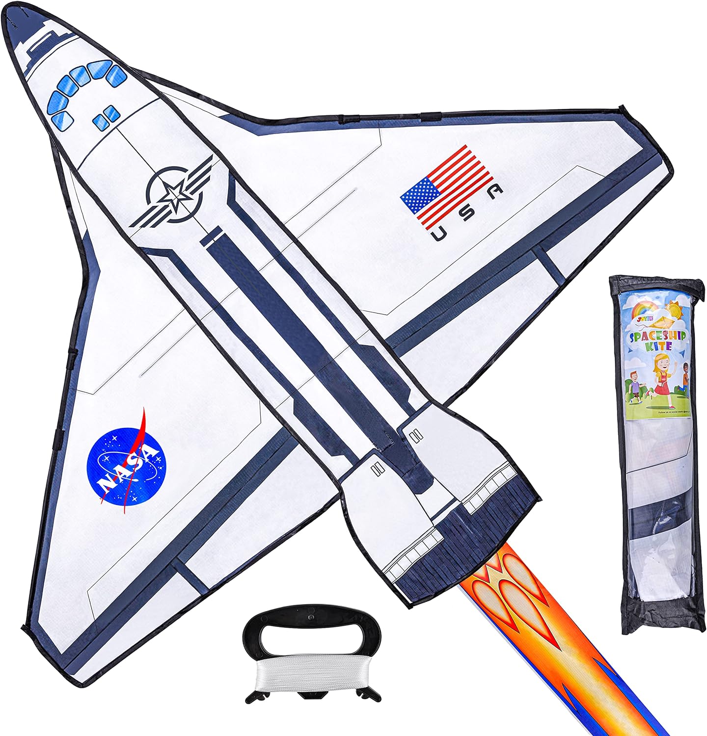 JOYIN Airplane/Spaceship Kite Easy to Fly Huge Kites for Kids and Adults with 262.5 ft Kite String, Large Beach Kite for Outdoor Games and Activities