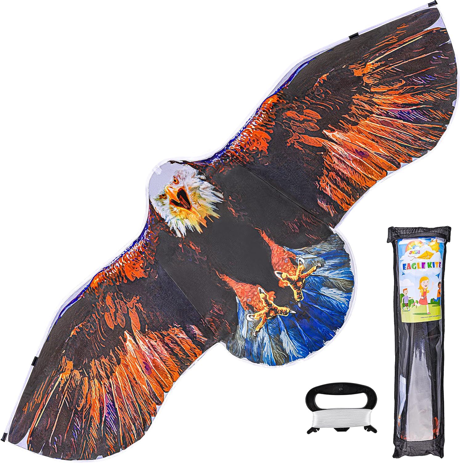 JOYIN 75'' Eagle Kite with Large Wingspan Easy to Fly Huge Kites for Kids and Adults with 262.5 ft Kite String, Large Beach Kite for Outdoor Games and Activities