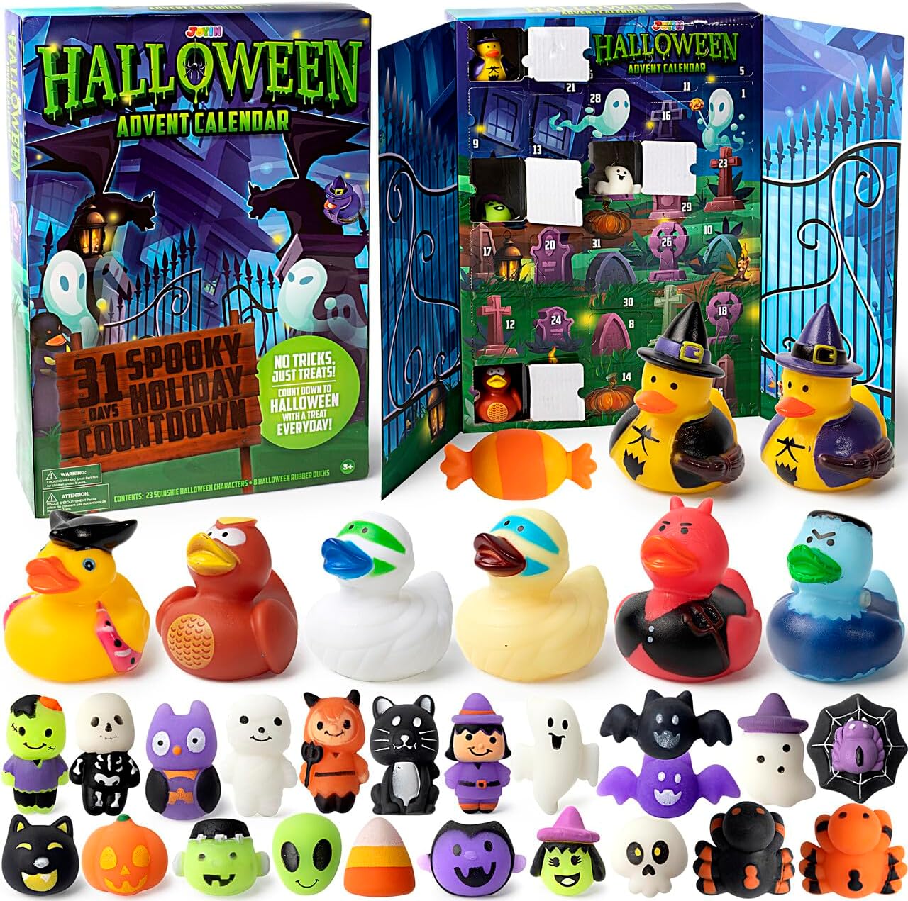 JOYIN Halloween Advent Calendar with Surprise Toys, Holiday CountDown to Halloween with Mochi and Surprise Halloween Themed Rubber Ducks,Halloween Countdown Calendar with s for Halloween Party Favor