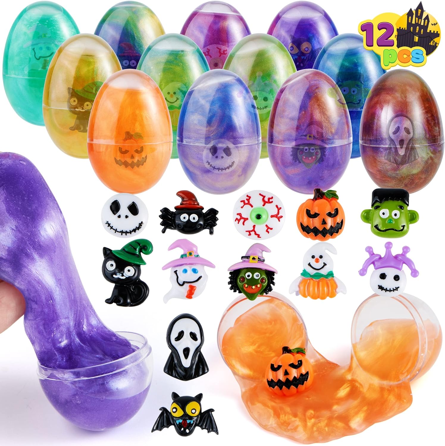 JOYIN 12 Pieces Slime Toys Slime Eggs with Stress Relief Toys for Halloween Party Favors, Squishy Toy Squeeze Toys, Kids Playing Toys While You are Working from Home