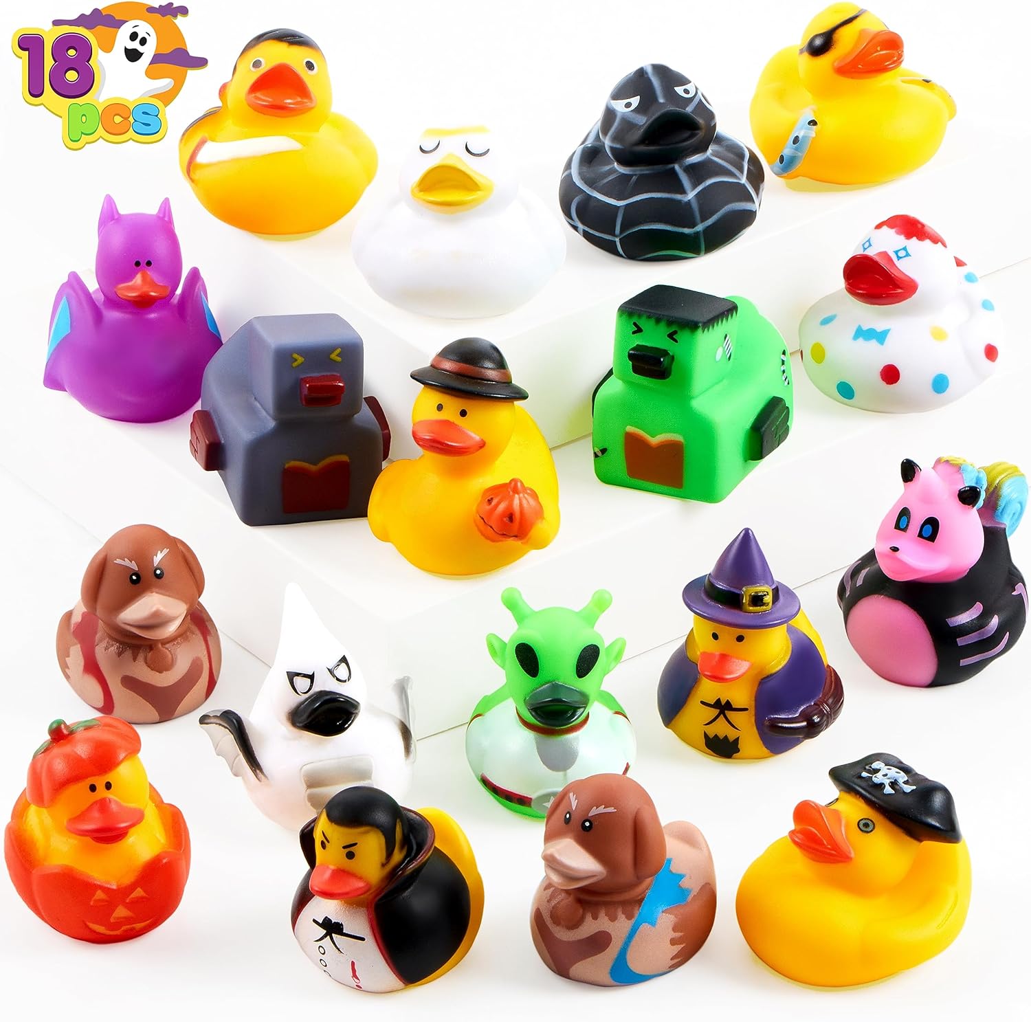 JOYIN 18 Pcs Halloween Themed Duckies- Bulk Floater Duck for Kids, Halloween Party Favors, Halloween Decoration, Baby Showers, Celebrations and Birthdays Gift