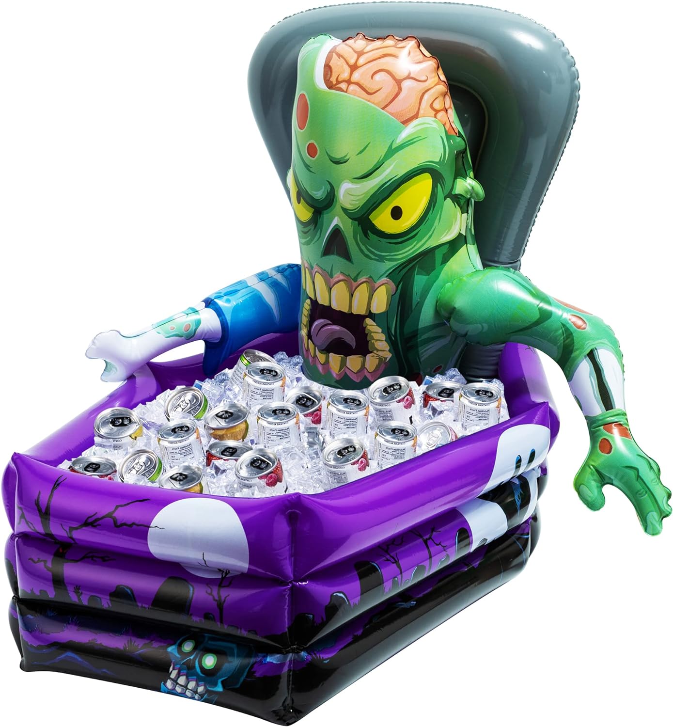 JOYIN Novelty Inflatable Zombie Happy Halloween Drink Cooler Party Beverage Holder, (25x 34x 32 Approximate Inflated Size) for Indoor Outdoor Home Halloween Birthday Party Decorations