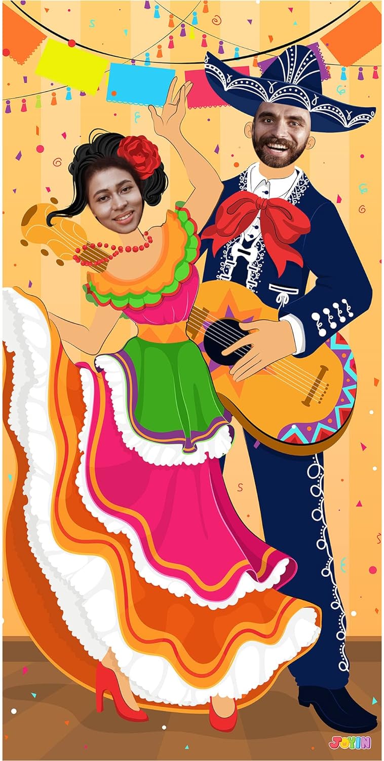 JOYIN Cinco de Mayo Fiesta Couple Photo Door Banner for Party Supplies, Decoration, Mexican Theme Fiesta, Party or Festivals