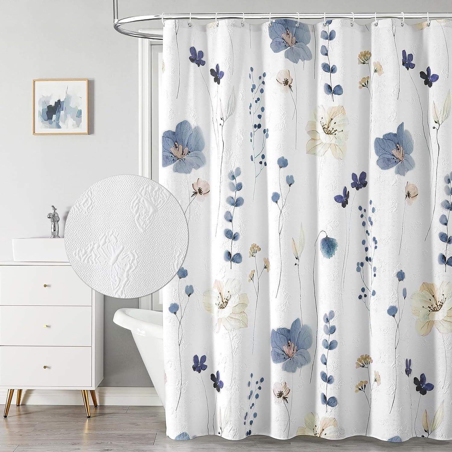 I just love this shower curtain. Its very pretty and the quality is really good. For the price it was a great purchase.