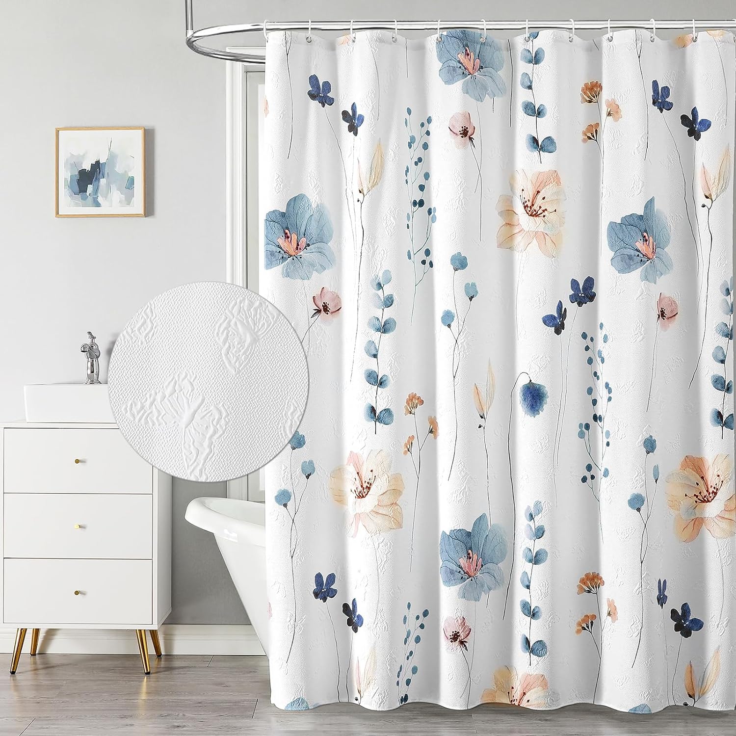 I just love this shower curtain. Its very pretty and the quality is really good. For the price it was a great purchase.