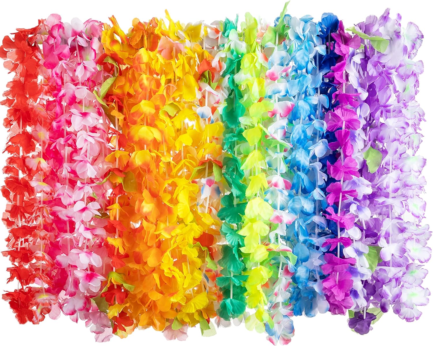 JOYIN 120 Counts Hawaiian Leis Bulk, Colorful Tropical Flower Leis Necklaces for Kids Adults Hawaiian Beach Luau Party Favors Decorations