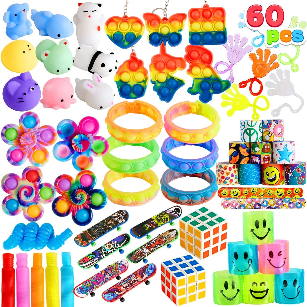 JOYIN 60 Pcs Party Favors for Kids, Popular Fidget Toys Pack, Goodie Bags Fillers for Kids Birthday Party, Prizes in Bulk for School, Pinata Stuffers, Classroom Prizes, Treasure Box Toys