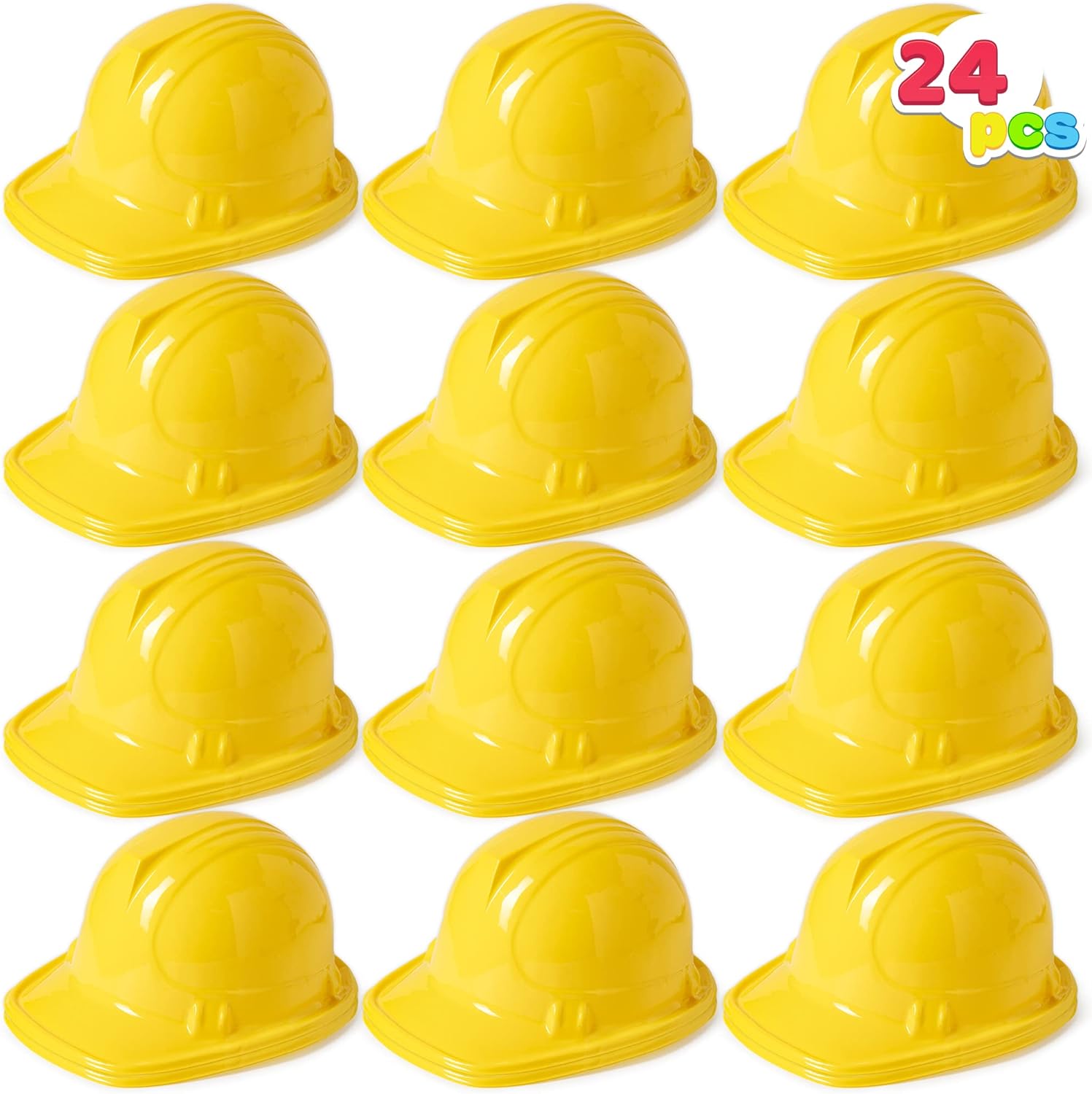 JOYIN 24 Pcs Toy Construction Hard Hats, Soft Plastic Yellow Kids Party Hat, Birthday Hats for Construction Birthday Party, Childrens Engineer,Building Dress Up Hats, Theme Party Favors