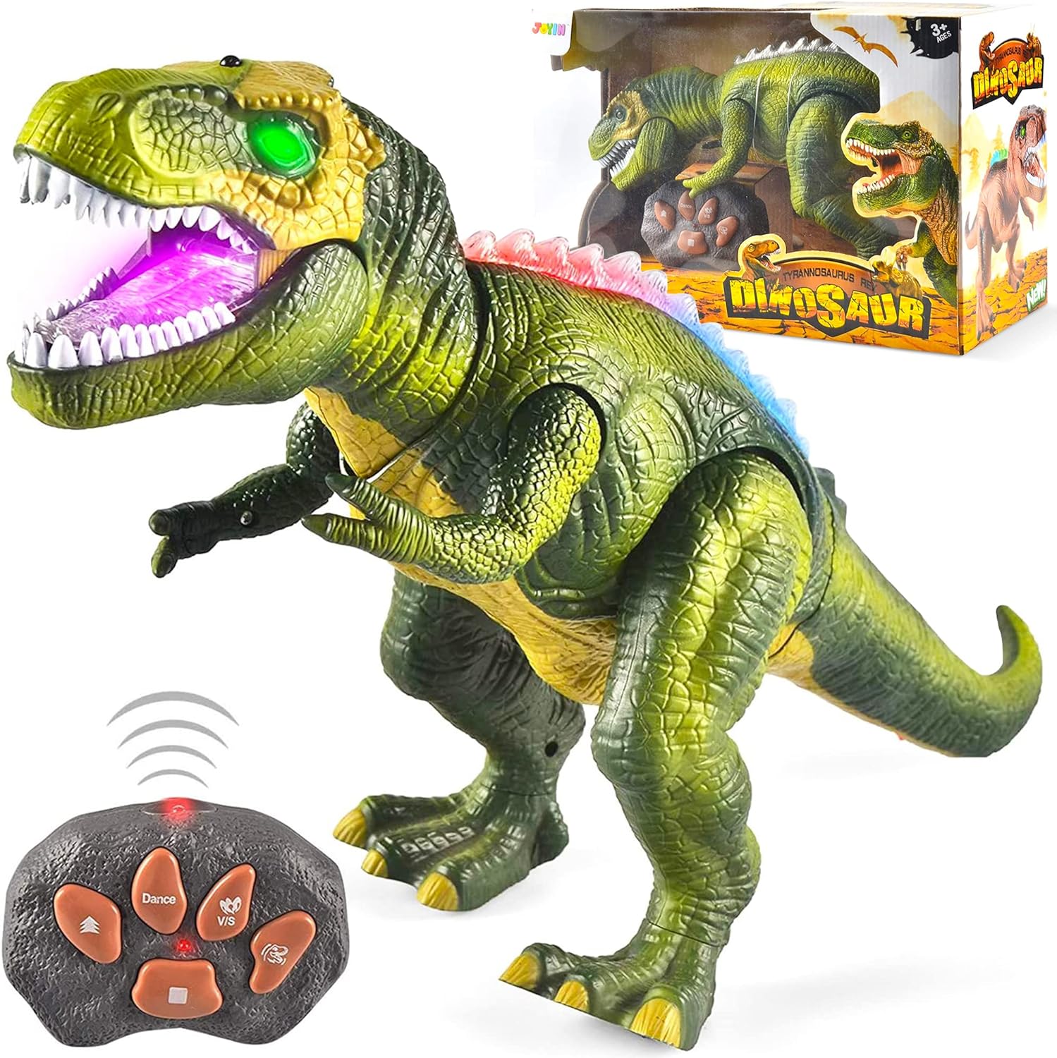 JOYIN Robot Dinosaur Toy for Kids Boys 3+ Big T rex Dinosaur Toy with Light and Realistic Roaring Sound, Walking & Dancing Dinosaur Toy, Electronic Steam Toy, Birthday Gift for Kids Boys Girls