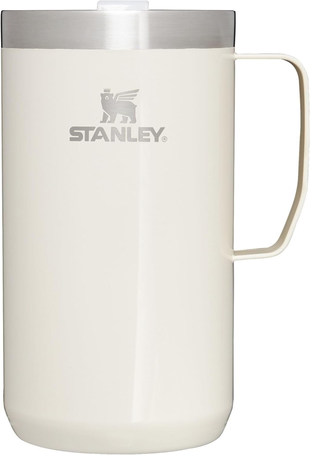 Stanley Stay Hot Camp Mug - Durable 18/8 Stainless Steel Insulated Mug - Splash-Free Tritan Drink-Thru Lid - 24 OZ - Cream Gloss