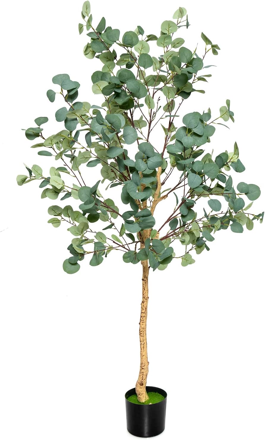 Goplus 5.5ft Artificial Eucalyptus Tree, Tall Faux Eucalyptus Stems Fake Plants in Pot with 517 Silver Dollar Leaves, Artificial Trees for Office House Living Room Home Decor Indoor