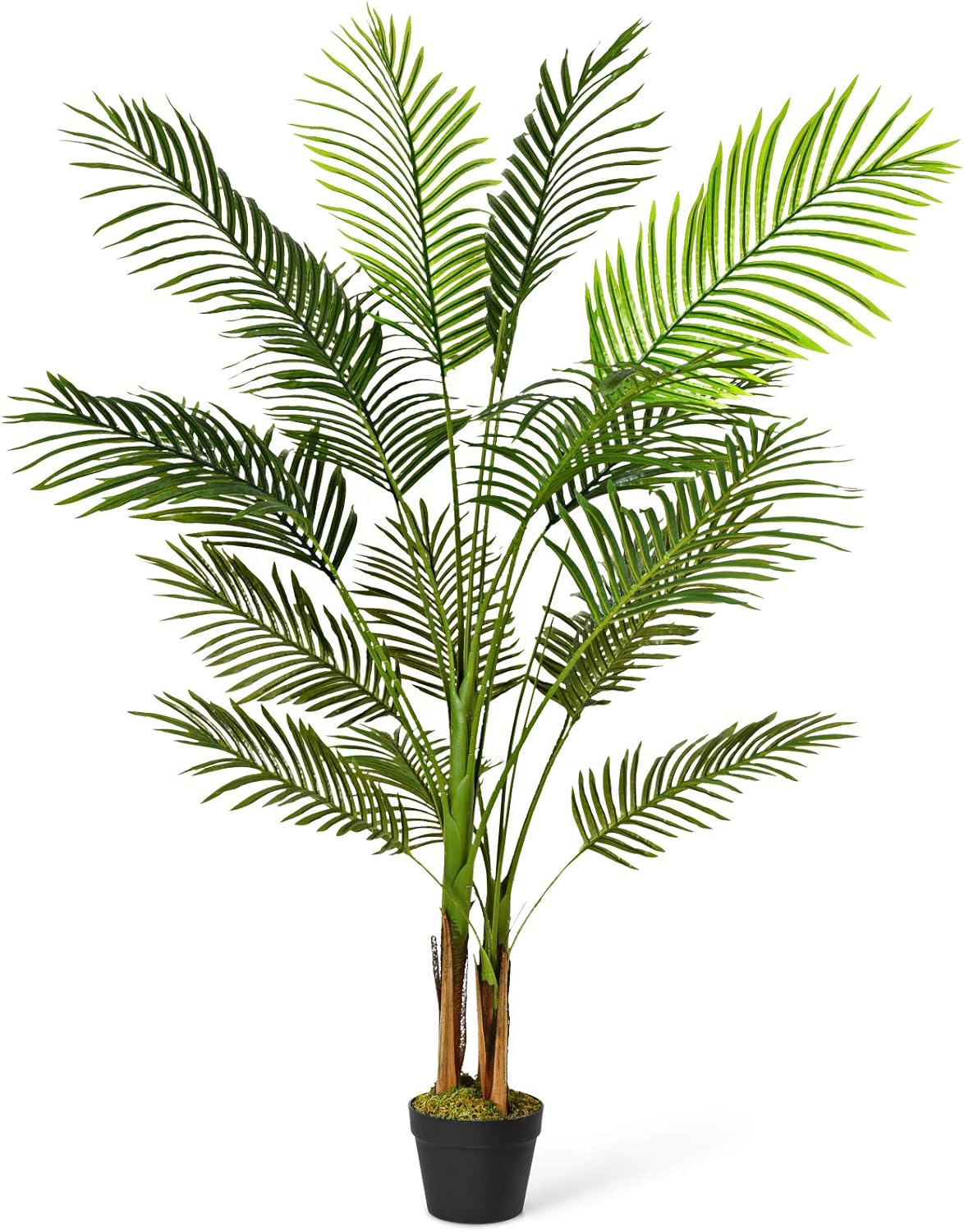 Goplus 5ft Artificial Palm Tree, Fake Tropical Plant with Plastic Pot, Real Touch Technology, for Home Office Living Room Decor