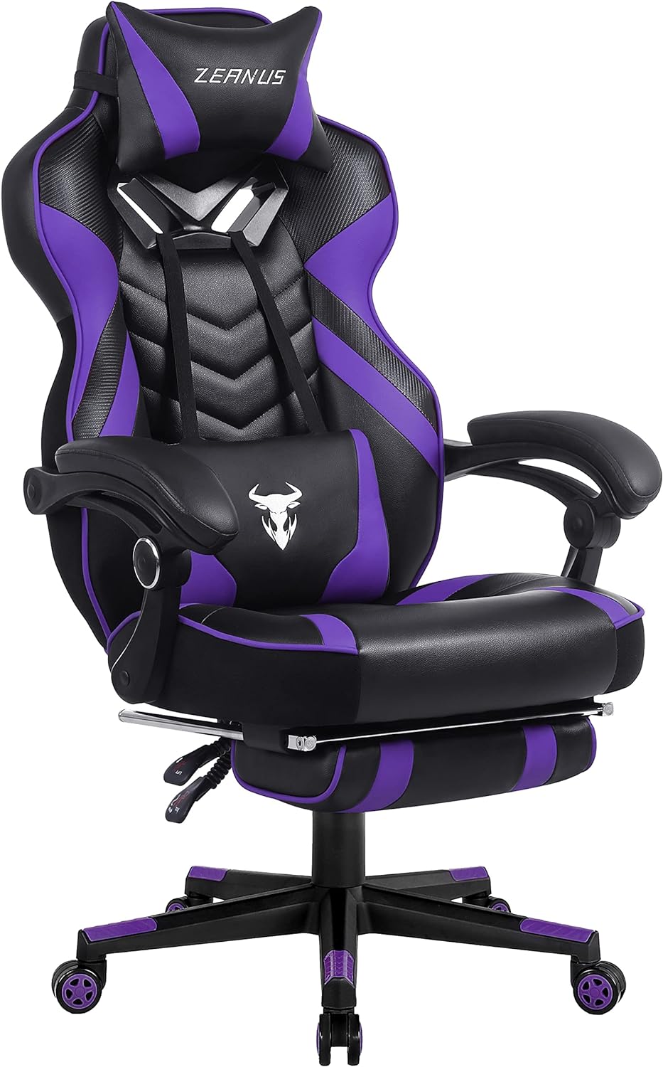 Zeanus Purple Gaming Chair Reclining Computer Chair with Footrest High Back Gamer Chair with Massage Large Computer Gaming Chair Racing Style Chair for Gaming Big and Tall Gaming Chairs for Adult