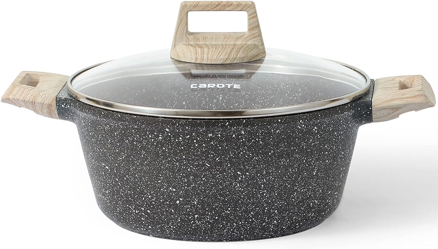 CAROTE 4 Qt Nonstick Stock Pot - Granite Soup Pot and Dutch Oven With Lid, 4 Quart Casserole for Stews - Super Easy to Clean, PFOA Free (CLASSIC GRANITE)