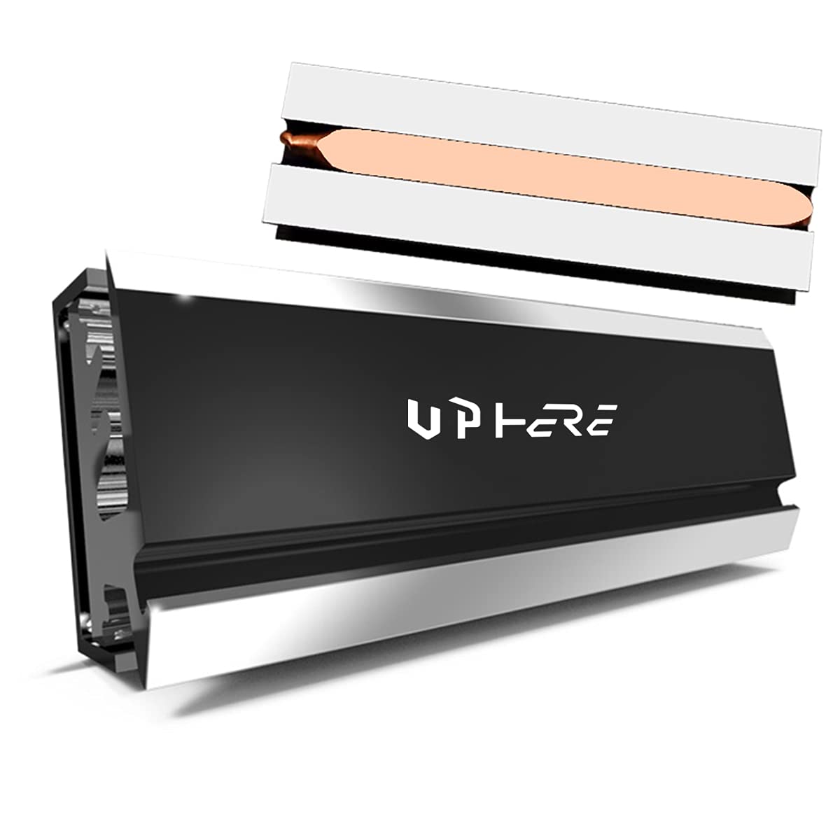 upHere Heat Pipe M2 Heatsink Copper SSD Cooler 2280 Solid State Hard Disk M.2 Radiator NVME NGFF PCI-E Aluminum M2 Cooling Pad,M202-BK