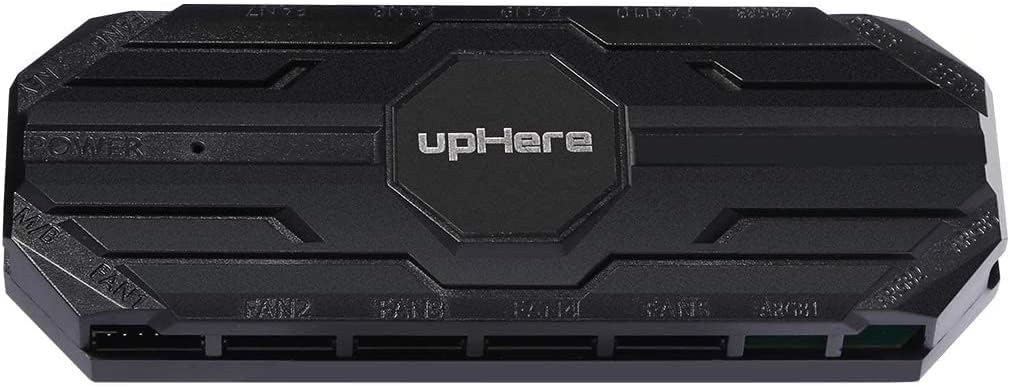 upHere 10-Port 6PIN SATA RGB Hub with 21-Key Remote Control/Splitter for 6-Pin Case Fans in Black-MBX10