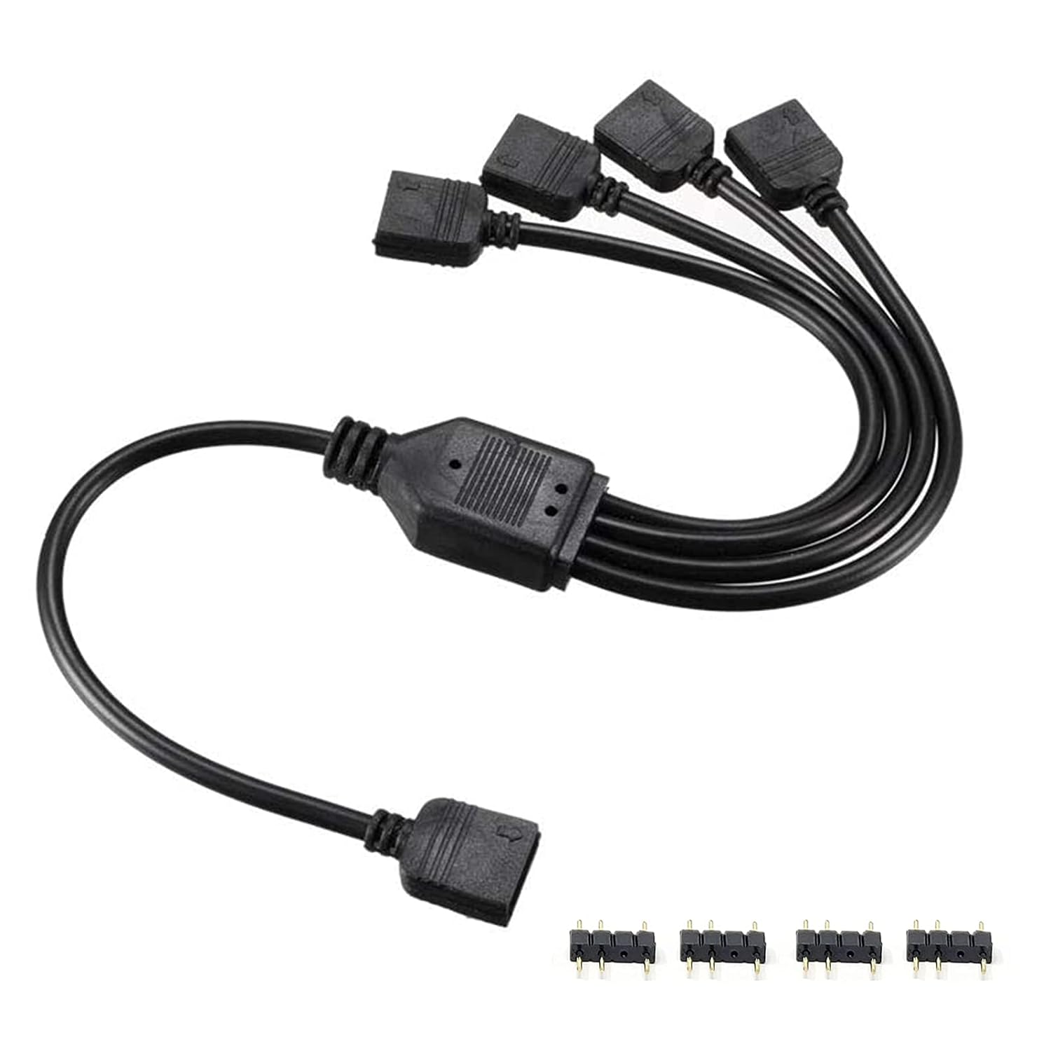 upHere 5V 3Pin ARGB Splitter Cable 1 Female to 4 Female 3 Pins Extension Connector Cord Wire for PC Case Fan LED Light Strips 30cm Length,53ARGB 1Pcs