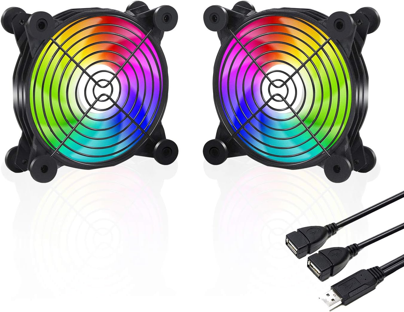 upHere U1206 USB Fan Dual-ball bearings Rainbow LED Silent 120mm Fan for Computer Cases Computer Cabinet Playstation Xbox Cooling