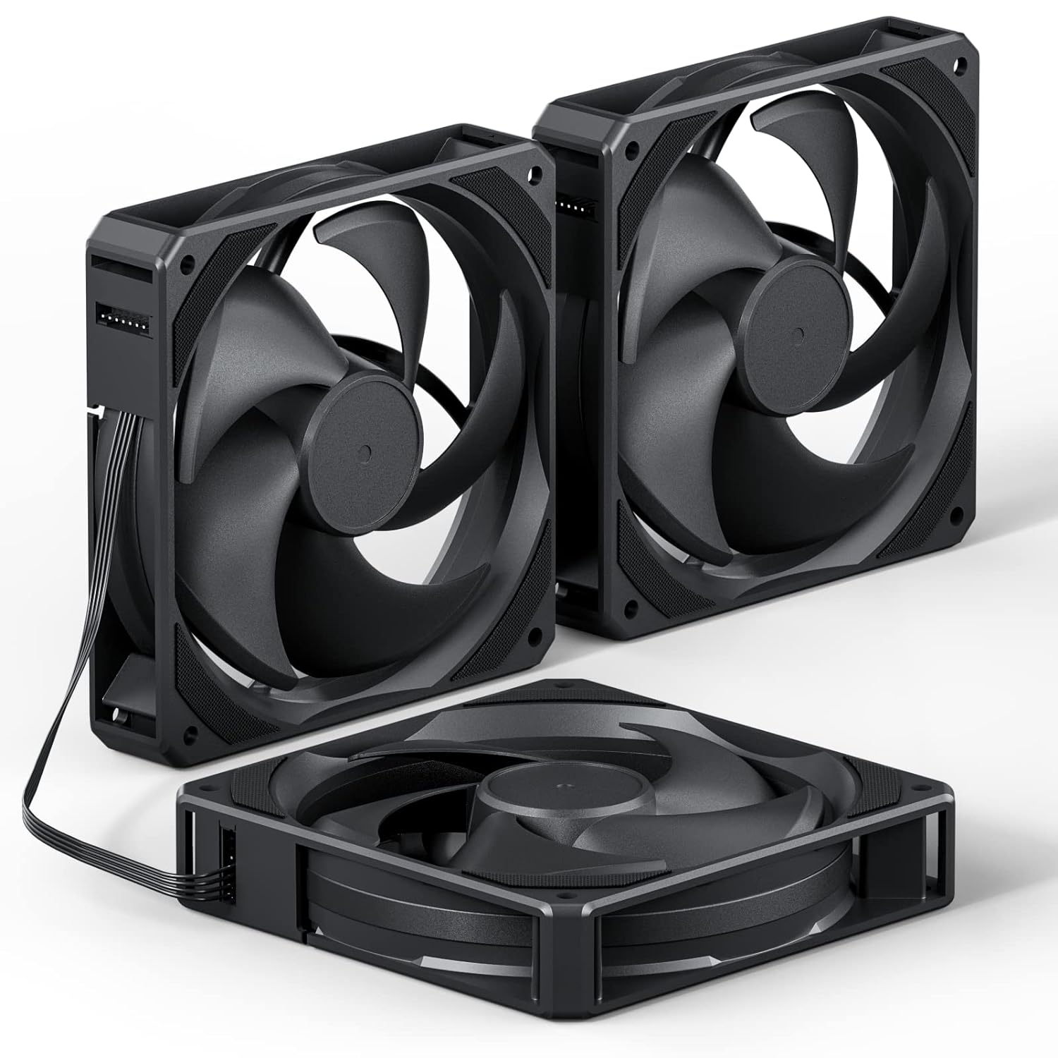 upHere U2K Case Fan 120mm Black PWM Silent Computer Cooling Fans All-in-One Daisy Chain 1800RPM 77.93CFM Under 25dB(A) for Cases CPU Liquid Coolers and CPU Air Coolers,3-Pack,U2K-3