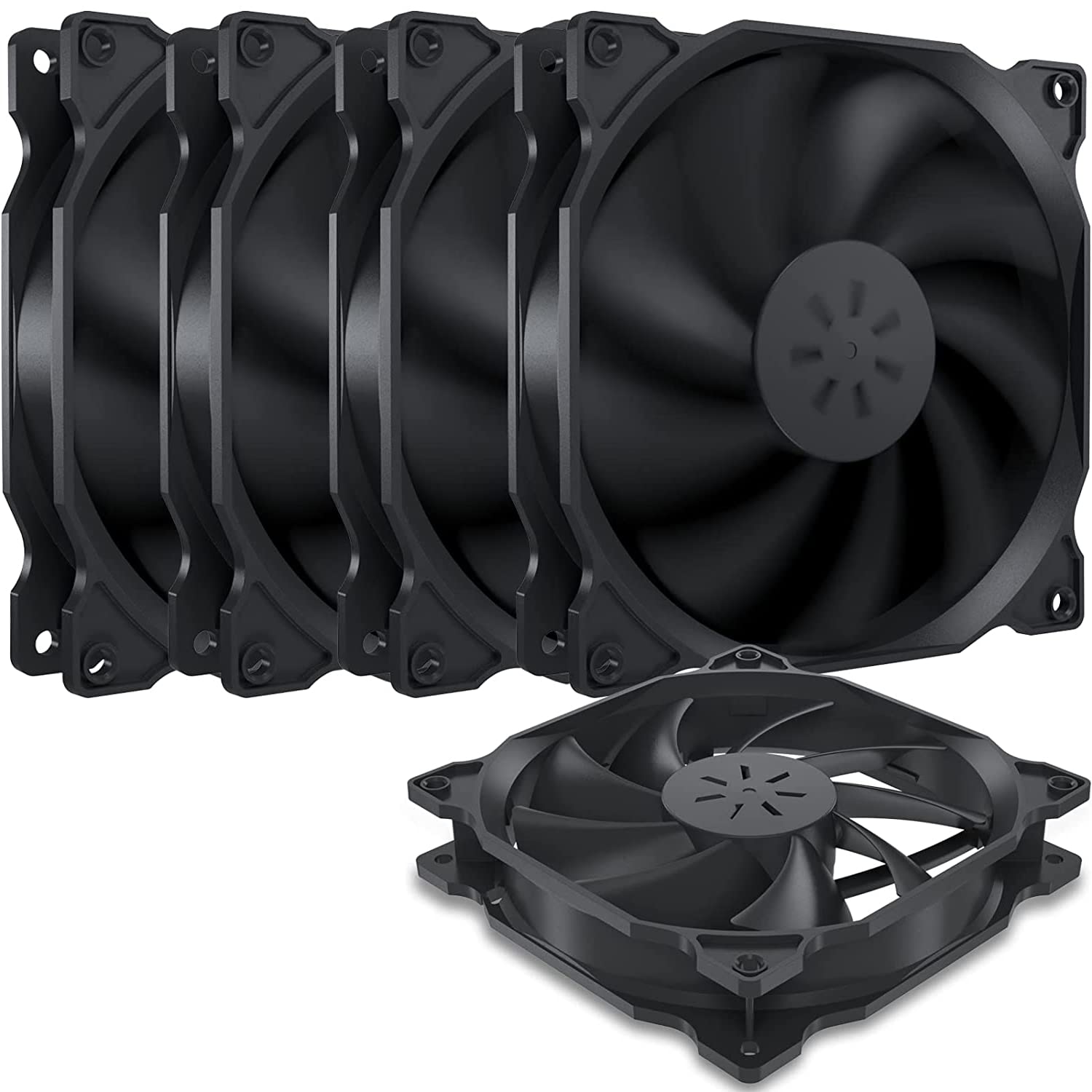 uphere 5-Pack PWM 4PIN Long Life Computer Case Fan 120mm Cooling Case Fan for Computer Cases Cooling,12BK4-5