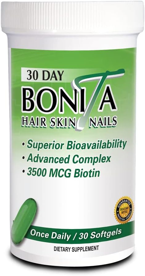 Essential Source Bonita Hair Skin Nails Vitamins - Women, Men - Hair Vitamins with 15 Active Ingredients for Hair Growth, Strong Nails, Healthy Skin - 3500 MCG Biotin Supplement Complex - 30 Softgels