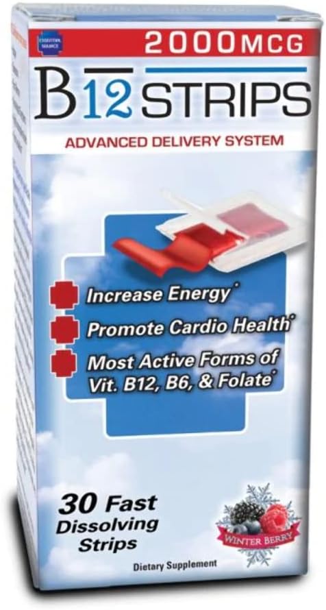 Essential Source Vitamin B12 Strips with B6 and Biotin, 2000 mcg - 30 Day Supply