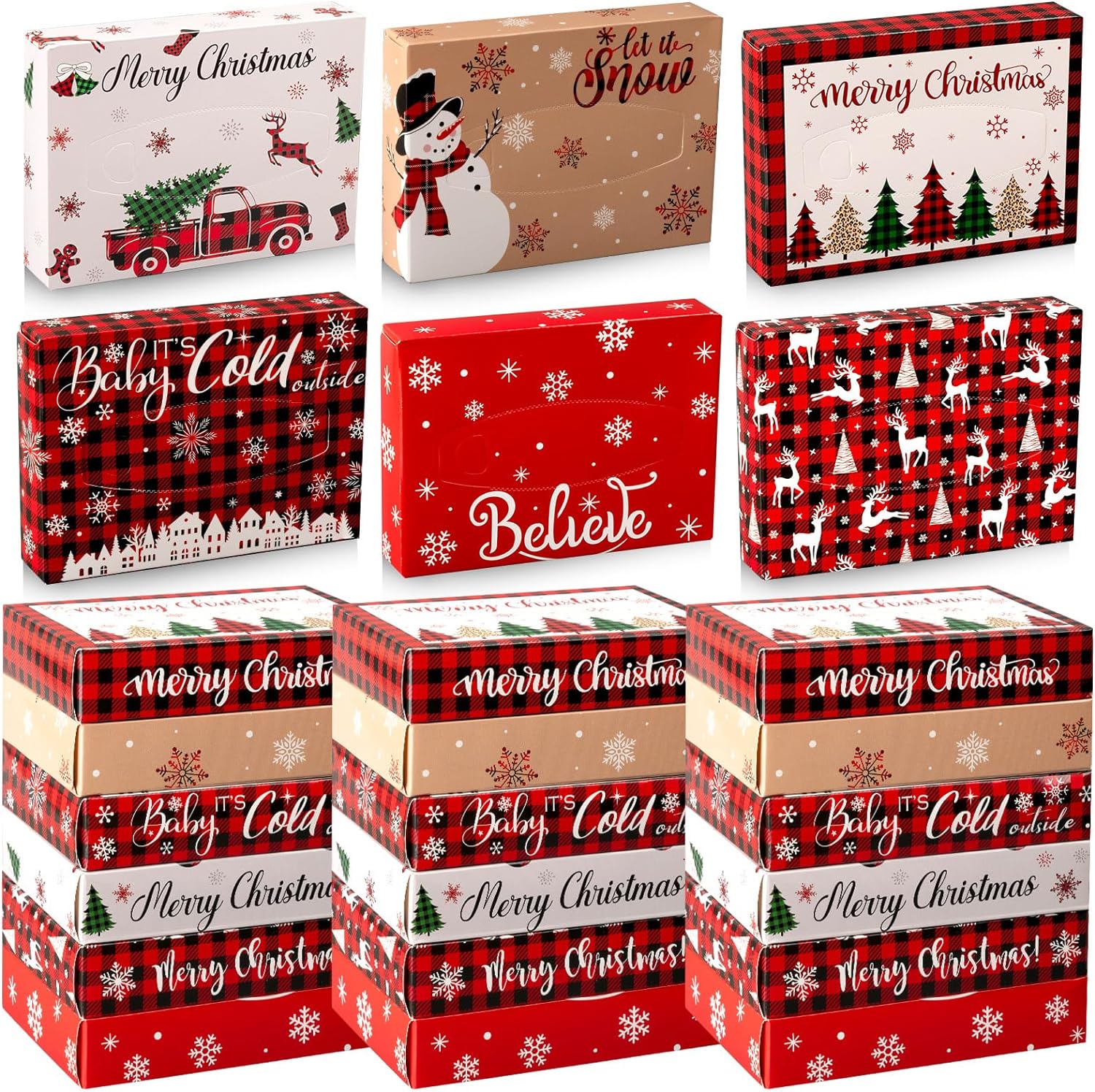 Umigy 30 Packs Christmas Facial Tissues Cube Box 40 Sheets Per Box Facial Tissues, Disposable Travel Facial Tissues Boxes 2 Ply Soft Tissues Bulk for Family Kitchen Bathroom Car Office School