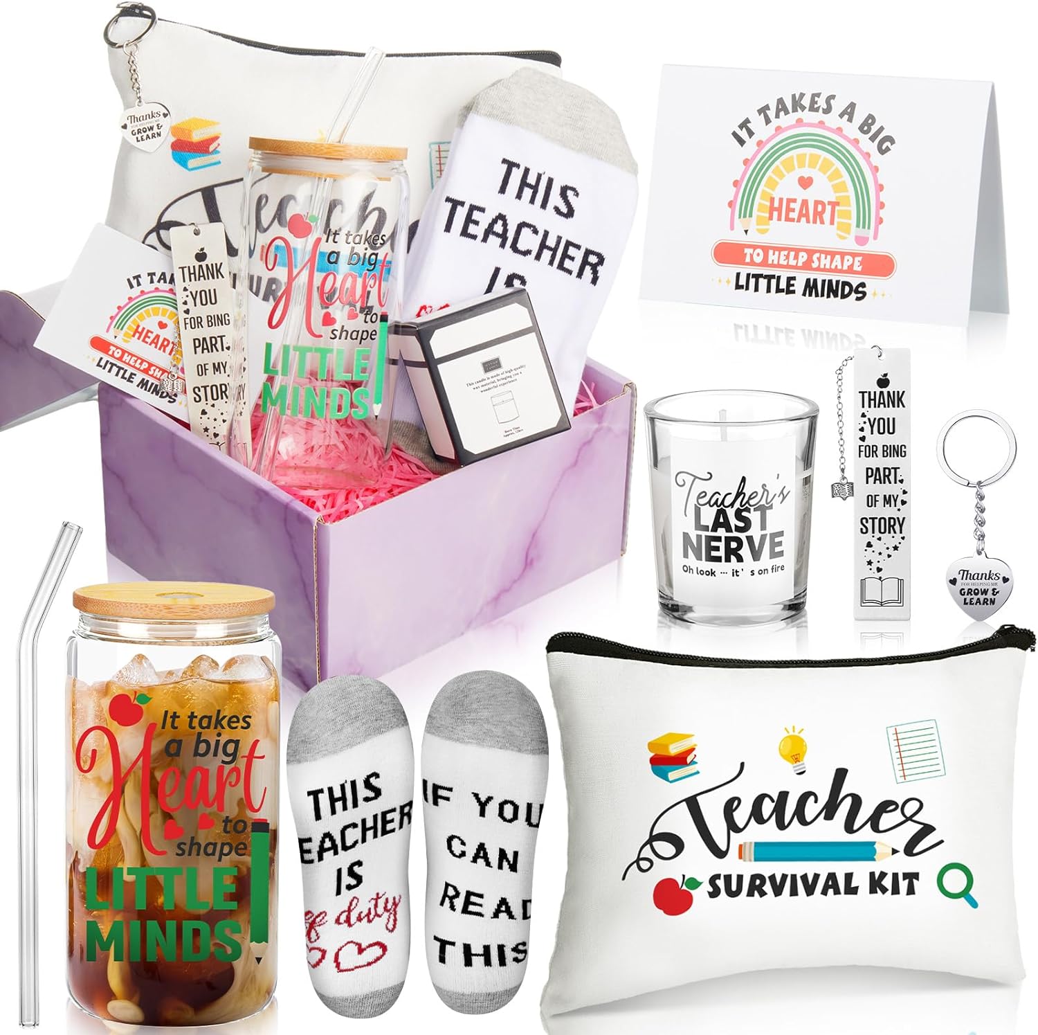 Umigy Set of 8 Teacher Gifts for Women Christmas Teacher Appreciation Gifts Sets, Gifts for Teacher' Day, Funny Teacher Gifts Basket School Graduation Party Accessories