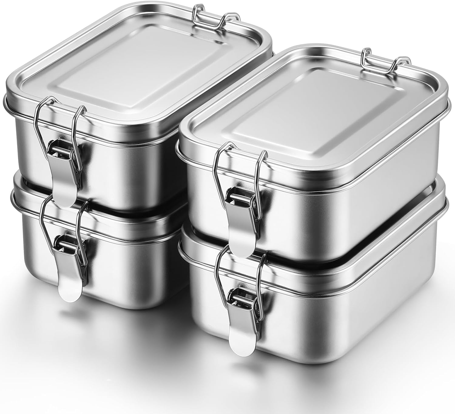 Umigy 4 Pcs Stainless Steel Bento Box 550ml Metal Lunch Box Food Storage Containers Metal Lunch Container, Lockable Clips to Leak Proof, Reusable Dishwasher Safe Lunch Snack Boxes for Work, School