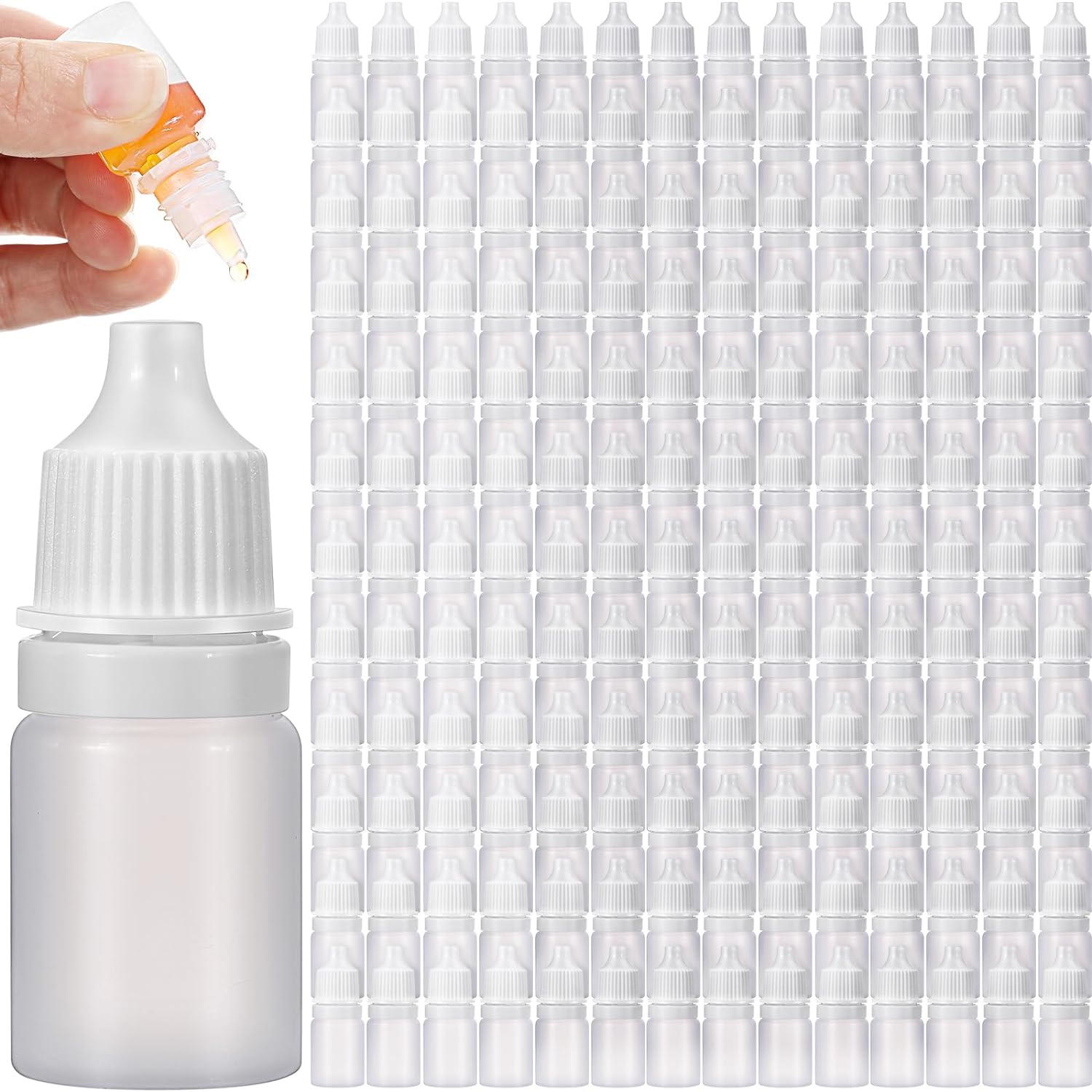 Umigy 200 Pcs Dropper Bottles Empty Eye Dropper Bottle Small Liquid Plastic Container Portable Squeezable Eye Liquid Dropper with Caps and Plug for Oil, Eye Liquid Storage (5 ml)