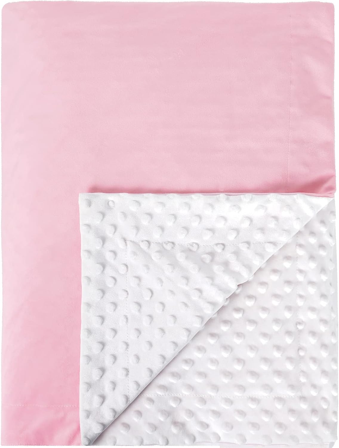 PHF Minky Baby Blanket for Boys Girls Neutral, 30x40 Inches Double Layer Baby Blankets with Dotted Backing, Unisex Receiving Blanket Bed Throws for Newborn, Infant, Babies, White&Pink