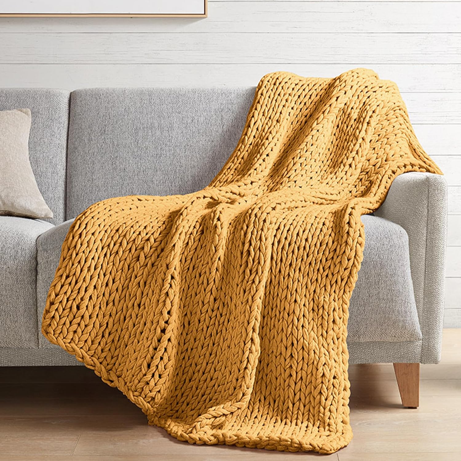 Madison Park Chunky Knit Handmade Throw Blanket, Luxurious and Classic Design, Elegantly Soft, Lightweight, Breathable, Cottage Style Room DÃÃÂ©cor All Season Throw Blanket for Couch, 50