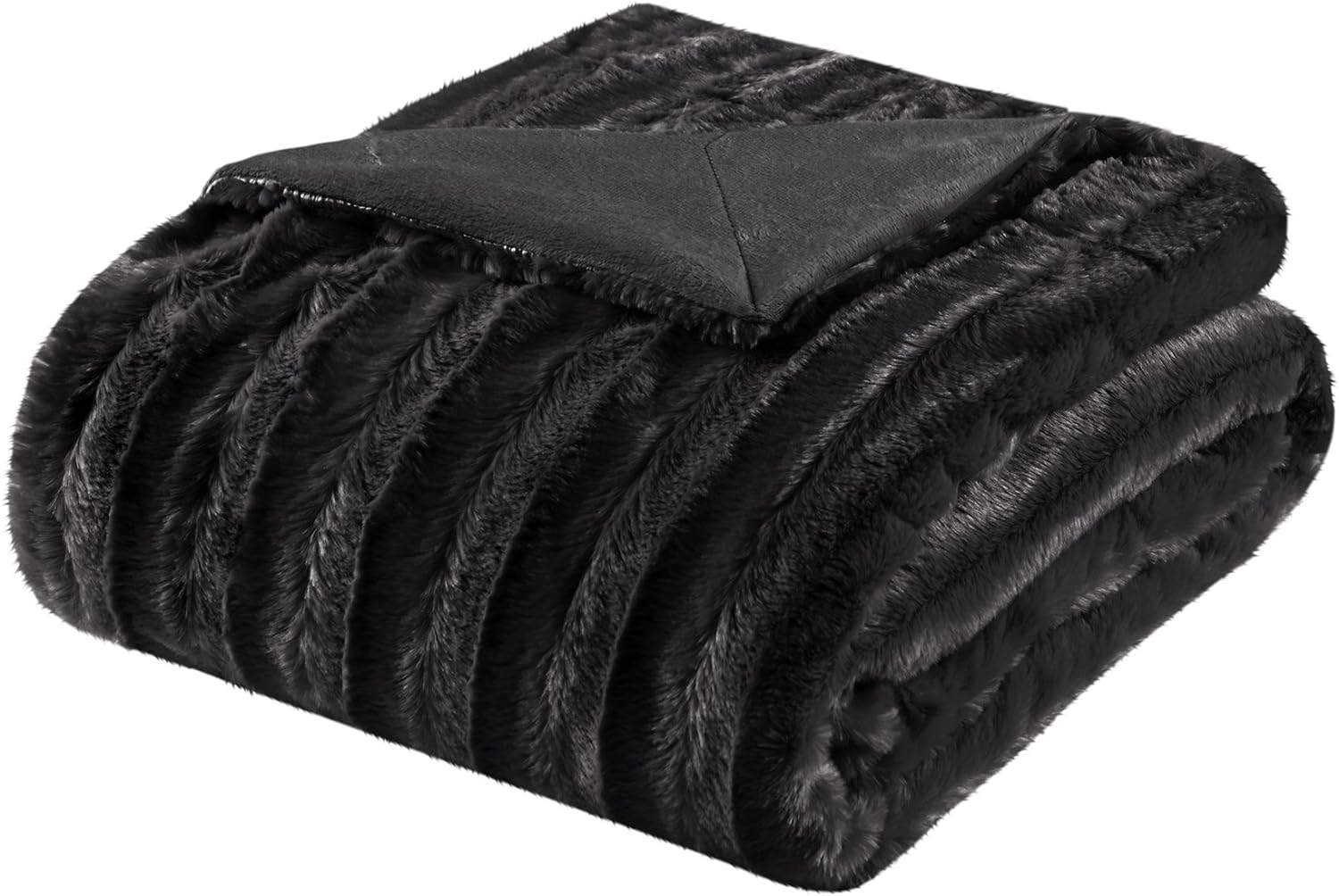 Madison Park Duke Luxury Long Faux Fur Throw Premium Soft Cozy Brushed Long Fur For Bed, Coach or Sofa, 50x60