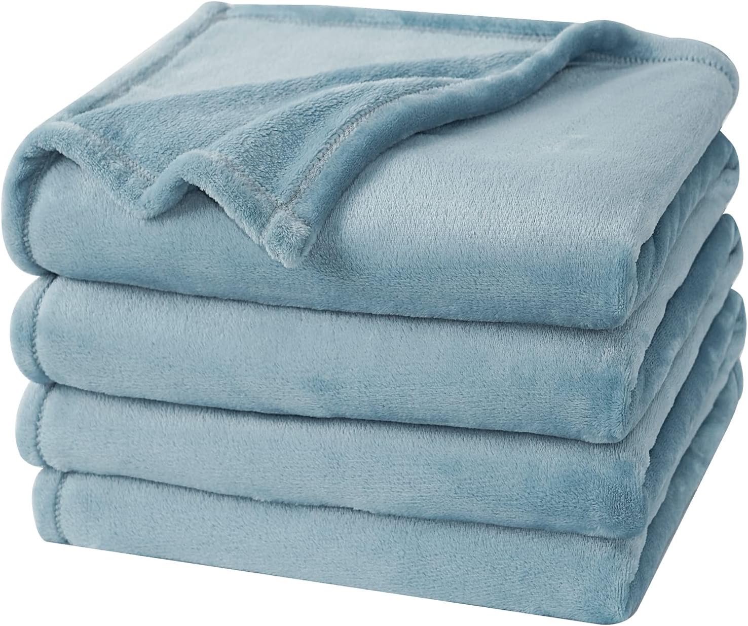 PHF Ultra Soft Fleece Blanket Queen Size, No Shed No Pilling Luxury Plush Cozy 300GSM Lightweight Blanket for Bed, Couch, Chair, Sofa Suitable for All Season, 90 x 90, Dusty Blue