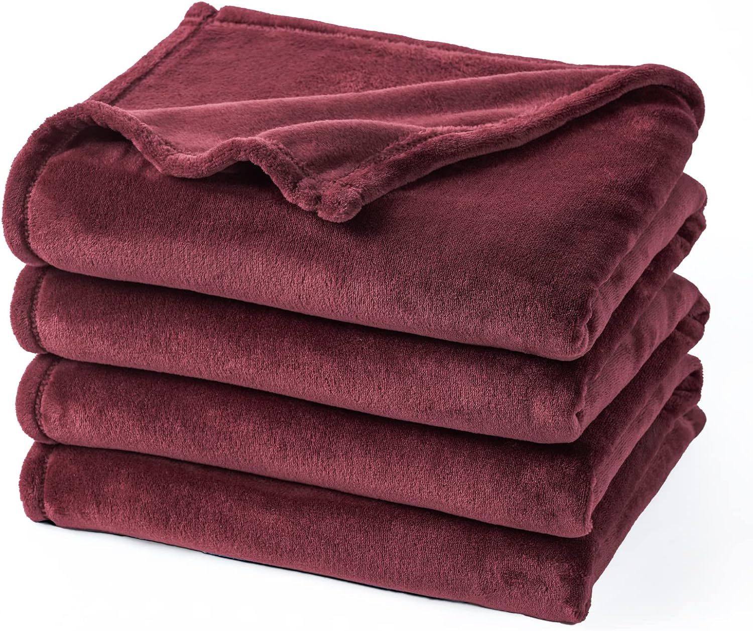 PHF Ultra Soft Fleece Blanket Queen Size, No Shed No Pilling Luxury Plush Cozy 300GSM Lightweight Blanket for Bed, Couch, Chair, Sofa Suitable for All Season, 90 x 90, Wine Red/Burgundy