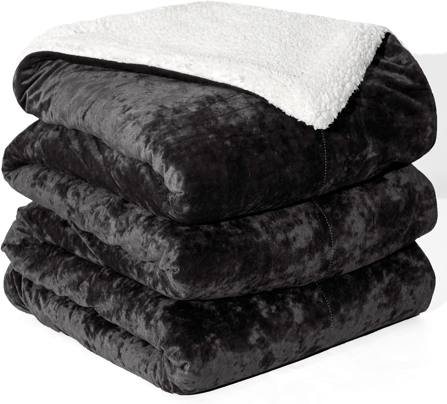 PHF Sherpa Fleece Blanket Queen Size, Thick Warm Plush Blanket for All Season, Luxurious Truly Velvet Blanket for Bed, Couch, Sofa and Travel, 90 x 90, Black