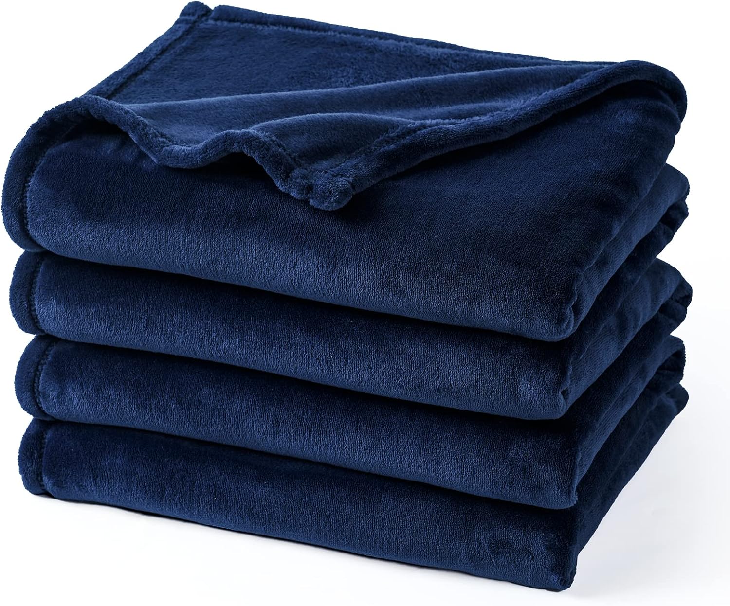 PHF Ultra Soft Fleece Blanket Queen Size, No Shed No Pilling Luxury Plush Cozy 300GSM Lightweight Blanket for Bed, Couch, Chair, Sofa Suitable for All Season, 90 x 90, Navy Blue