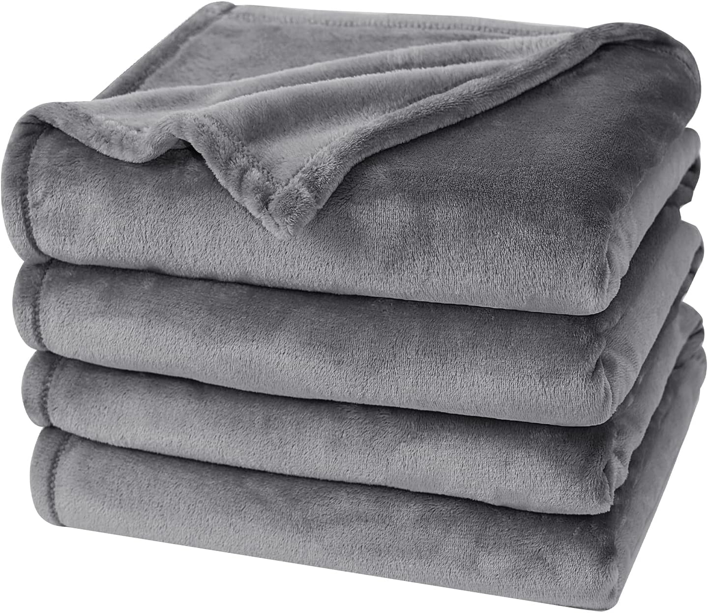 PHF Ultra Soft Fleece Blanket Twin Size, No Shed No Pilling Luxury Plush Cozy 300GSM Lightweight Blanket for Bed, Couch, Chair, Sofa Suitable for All Season, 66 x 90, Grey