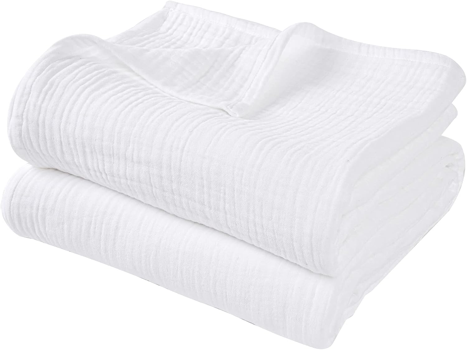 PHF 100% Cotton Muslin Blanket Twin Size 66 x 90,Lightweight and Breathable Blanket All Season, Ultra Soft 4-Layer Gauze Blanket for Adults, Elegant Home Decoration for Couch Bed, White