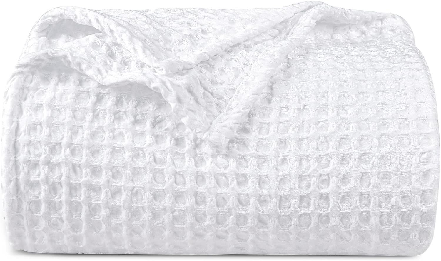 PHF Ultra Soft Waffle Weave Blanket King Size 104x 90- Washed Lightweight Breathable Cozy Woven Blanket for All Season - Great for Couch Bed Sofa Home Car - White