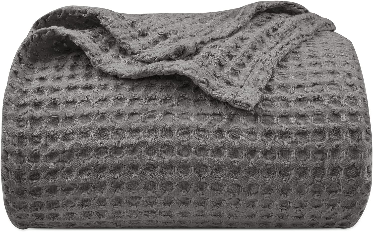 PHF Ultra Soft Waffle Weave Blanket Queen Size 90x 90- Washed Lightweight Breathable Cozy Woven Blanket for All Season - Great for Couch Bed Sofa Home Car - Grey