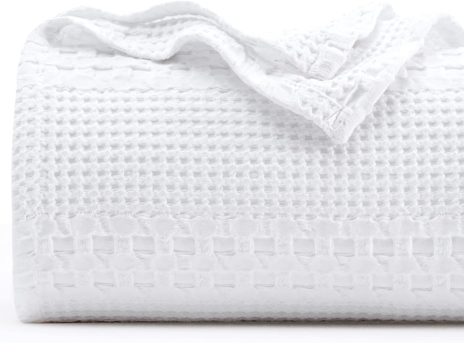 PHF 100% Cotton Waffle Weave Blanket King Size - Washed Soft Lightweight Blanket for All Season - Breathable and Skin-Friendly Blanket for Couch Bed Sofa 108x90 - White