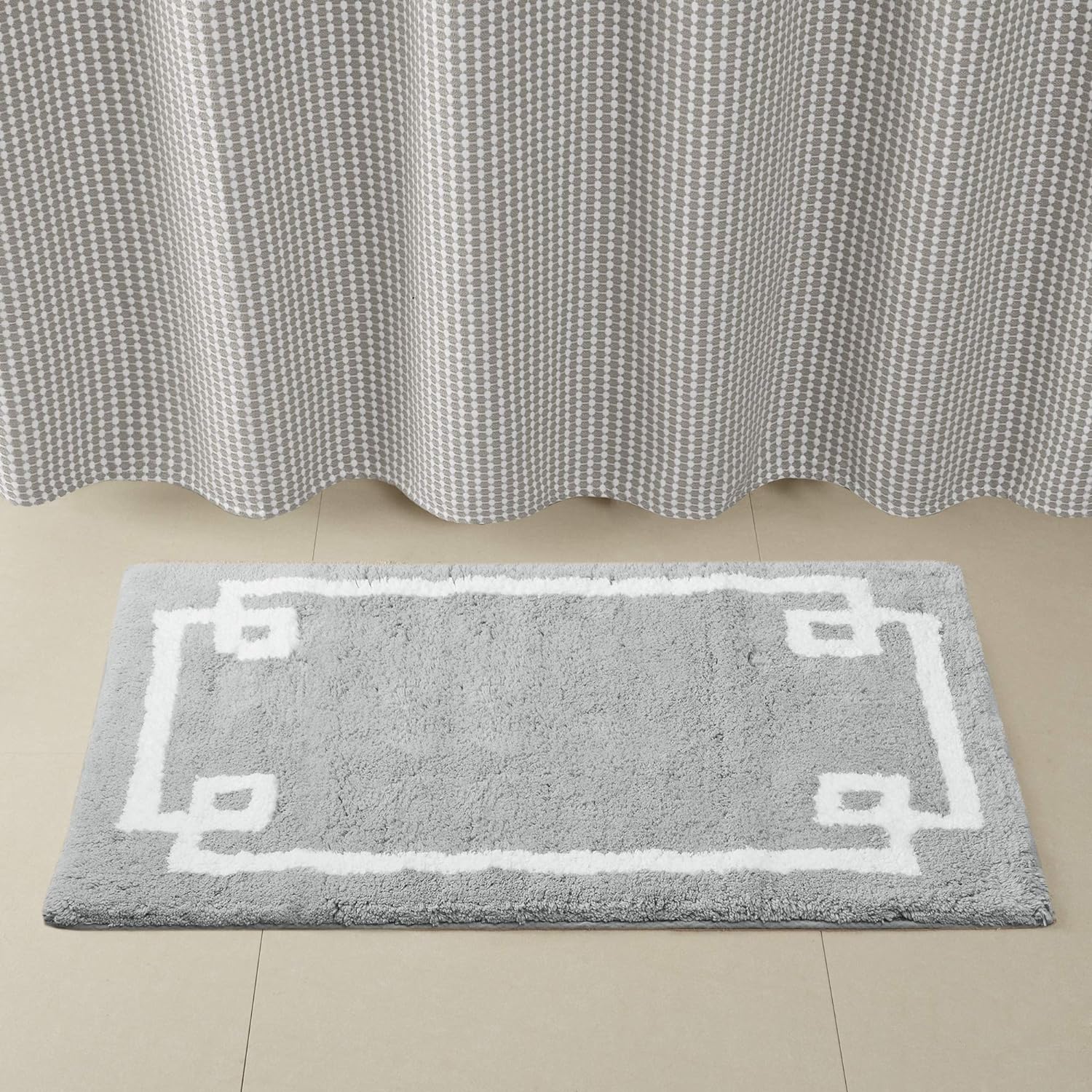 Madison Park Evan 100% Cotton Bathroom Rug Non Slip Backing-Luxrurious Tufted Plush Bath Mat Absorbent, Quick Dry, Spa Design Shower Room DÃ©cor, 24x40, Grey