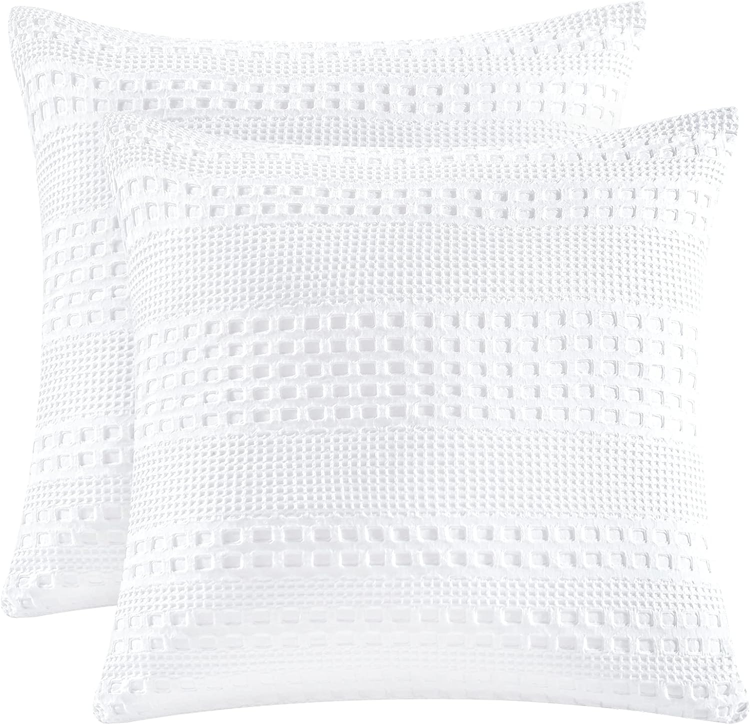 PHF 100% Cotton Waffle Weave Euro Sham Covers, 2 Pack 26 x 26 Pillow Covers for Elegant Home Decorative, No Insert, Decorative Euro Throw Pillow Covers for Bed Couch Sofa, White