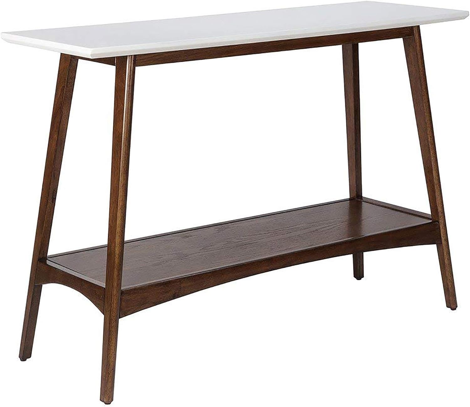 Madison Park Parker Console Tables-Solid Wood, Two-Tone Finish with Lower Storage Shelf Modern Mid-Century Accent Living Room Furniture, Medium, Off-White/Pecan