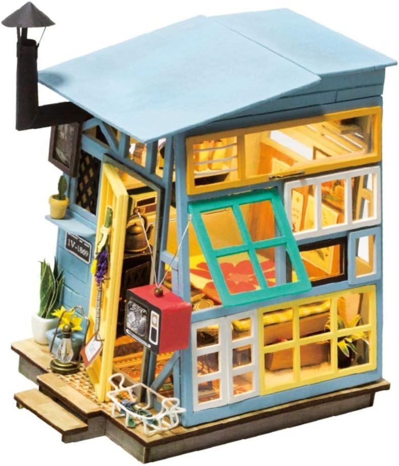 ROBOTIME DIY Dollhouse Kits with Accessories Miniature House Decorations Best Gifts for Boys & Girls 14 Year Old and Up (Wooden Hut)