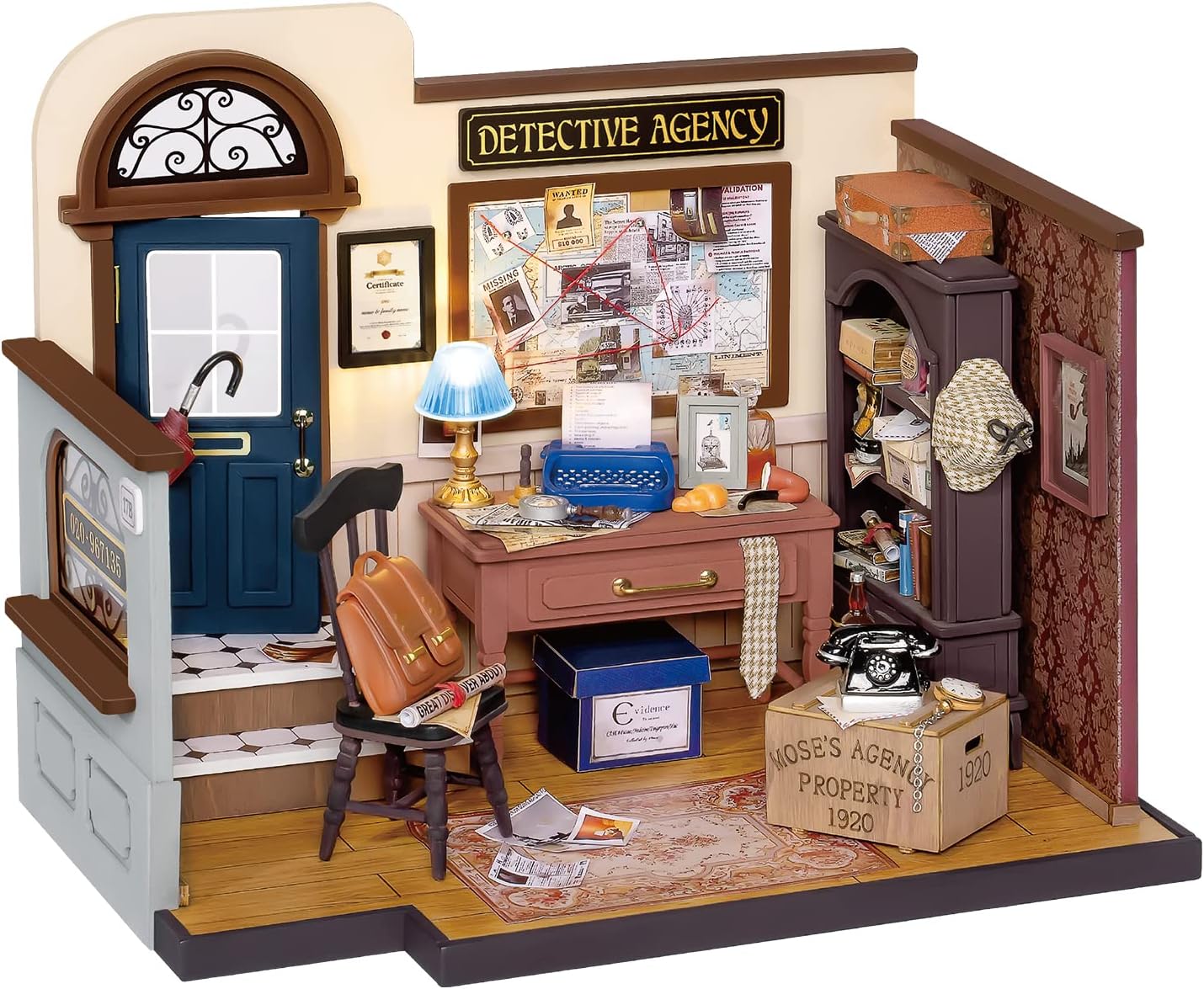 Rolife DIY Miniature Dollhouse Room Kit - Detective Agency Diorama Kit DIY Crafts Hobbies for Women/Men Gifts for Teens Adults Home Decor