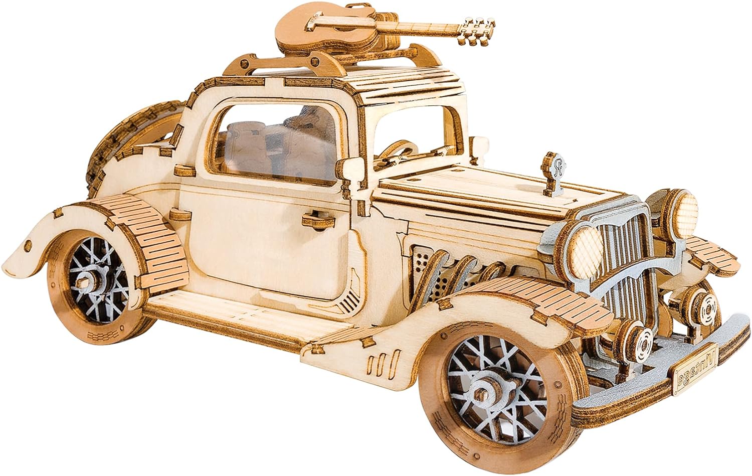 ROBOTIME 3D Wooden Puzzles Car DIY Model Kits to Build Wooden Model Vintage Car Craft Gift for Collection Lover